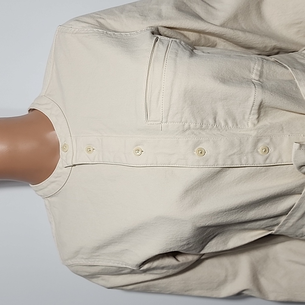 J. Crew long beige shirtdress in stretch denim twill with belt long sleeve Sz 2‎ - Picture 3 of 15